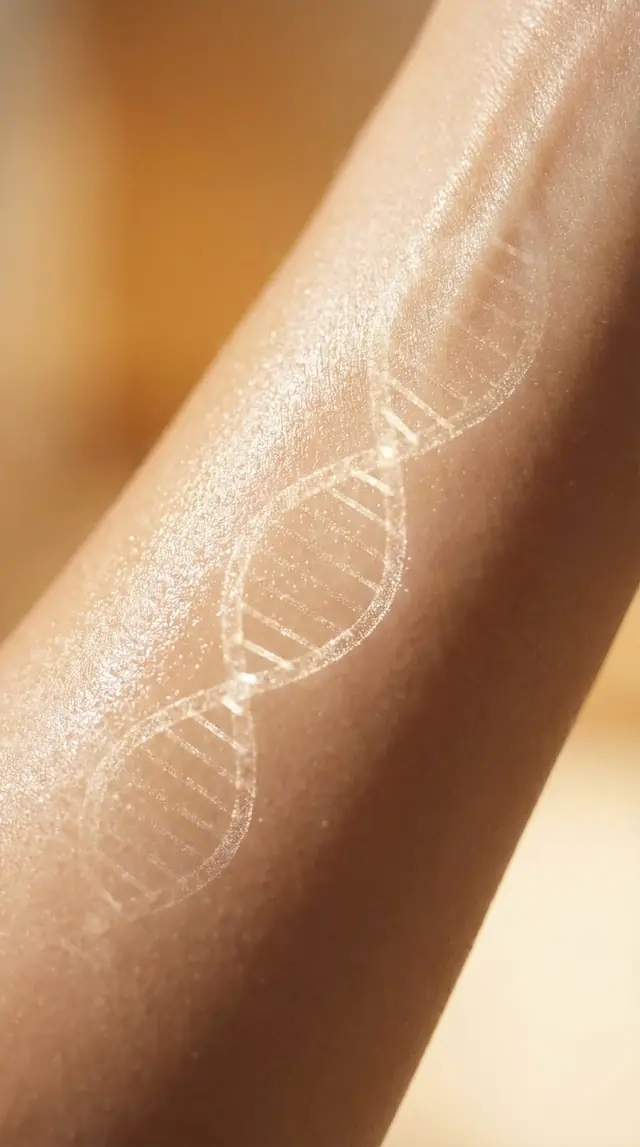 Smooth skin with DNA helix overlay for anti-aging peptides